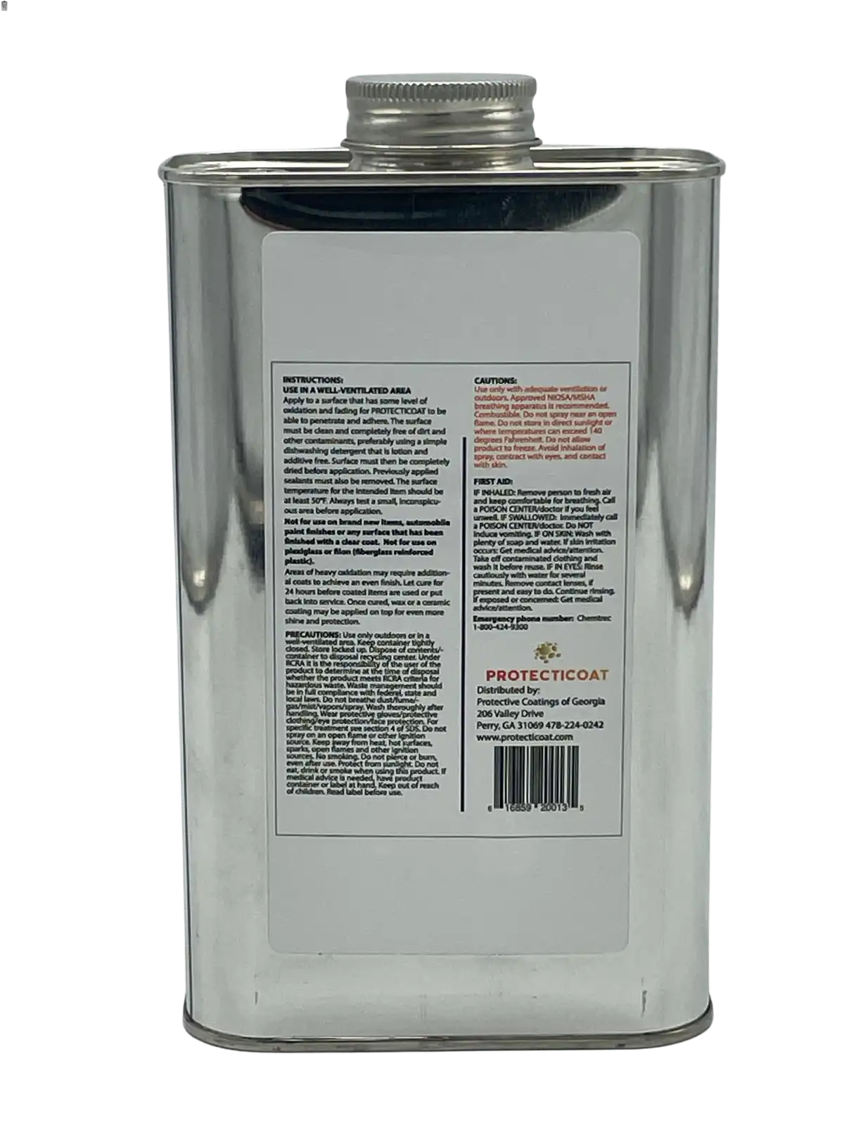 protecticoat 1 quart back of can