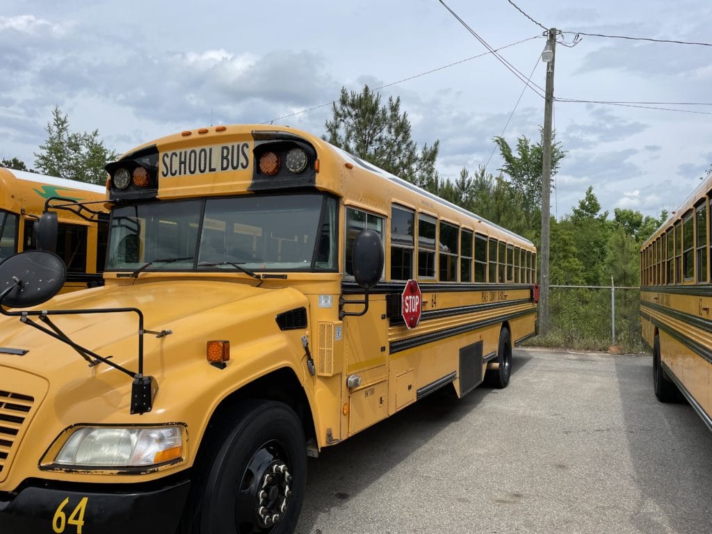 school buses after protective coating