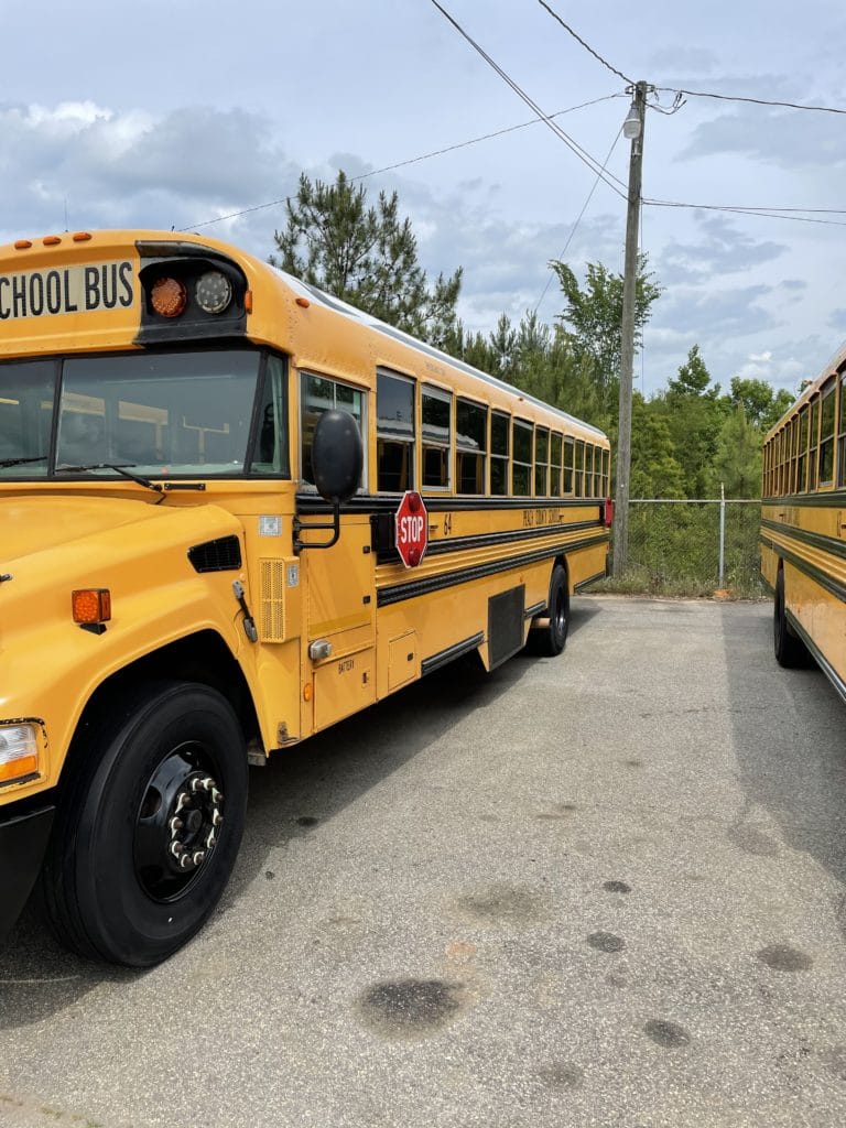 school buses after treatment