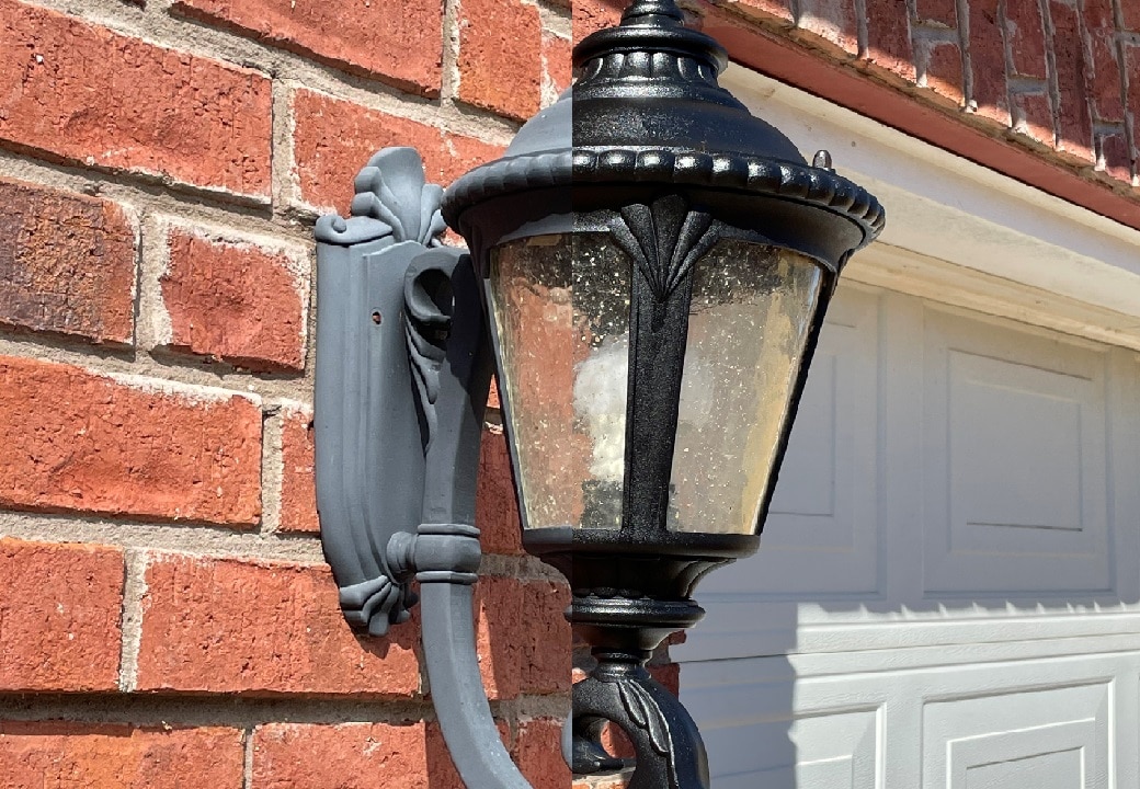 split image of lamp post with and without protecticoat